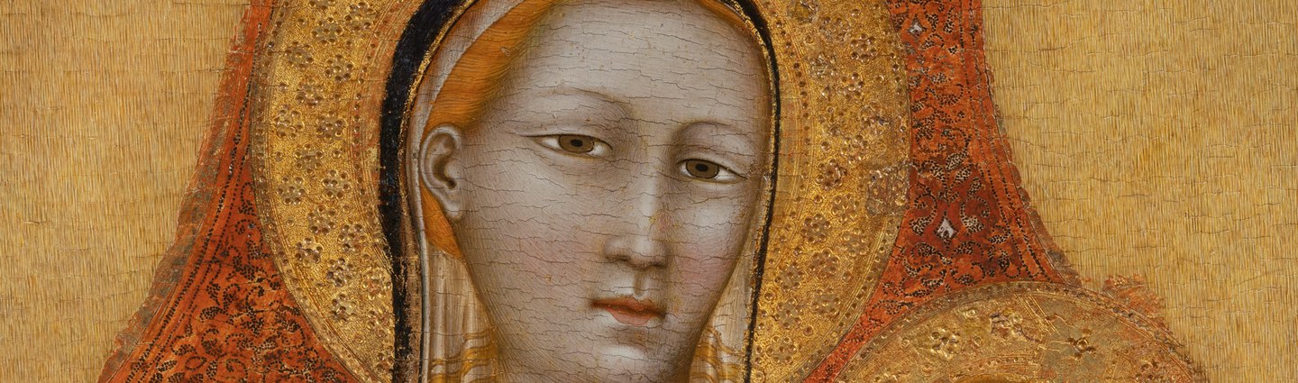 dipinto trecentesco con il bambino in bracci alla madonna